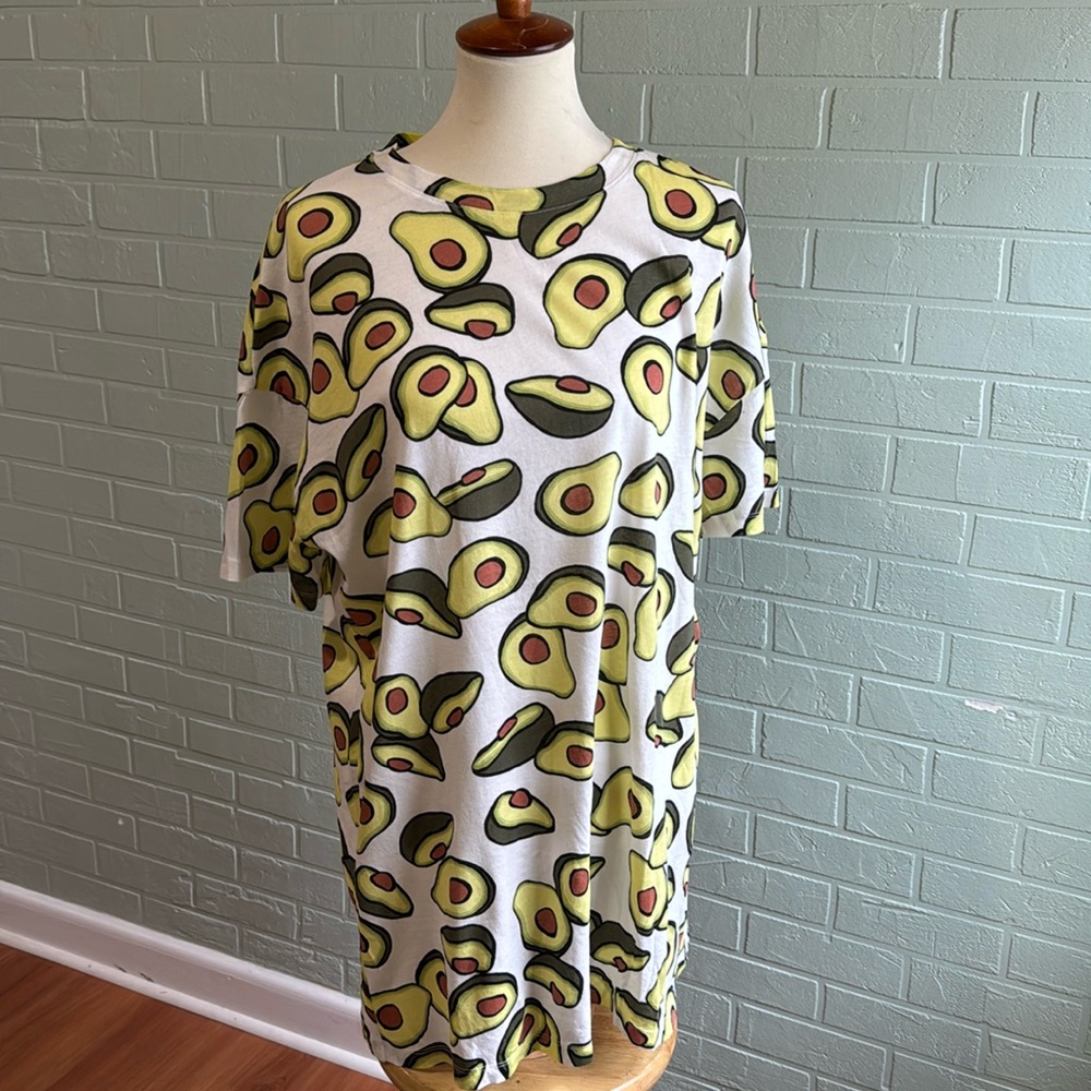 Zara Avocado Pattern Mini Dress - Green and White